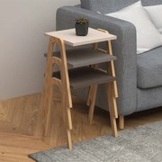 Τραπεζάκια βοηθητικά σετ 3 τμχ Como Megapap χρώμα καφέ - cappuccino - κρεμ 36x32x40εκ.-GP022-0098,1