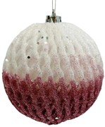 Ροζ Άσπρο Χριστουγεννιάτικη Μπάλα 8cm 237554
