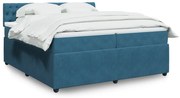 vidaXL Κρεβάτι Boxspring με Στρώμα Μπλε 200x200 εκ. Βελούδινο