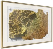 Αφίσα - Raised Relief Map: Vienna - 60x40 - Χρυσό - Με πασπαρτού