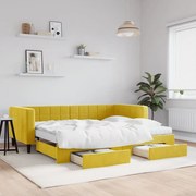 Καναπές Κρεβάτι Συρόμενος Κίτρινος 90x200εκ Βελούδινος Συρτάρια 3196768