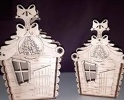 Σετ των 3 Intra απο ξύλο plywood 3mm-4mm πάχος – ξύλο Χριστουγέννων Candy House 10x10 cm INTRAVECTRY-MY547818