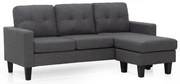 LIANA S DARK GREY ΥΦΑΣΜΑ ΓΩΝΙΑ 185Χ126X84εκ. ZITA PLUS 185Χ126X84εκ.