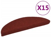 vidaXL Πατάκια Σκάλας Αυτοκόλλητα 15τεμ Κόκκινα 56x17x3εκ Βελονιασμένο