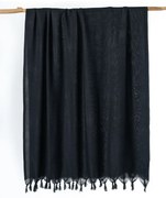 Μαύρο Φουλάρι Scarf Sarong Από Bamboo με Κρόσσια Elegant 100x190cm Παρεό (100x190cm) Μαύρο