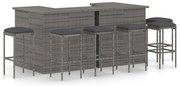 vidaXL Σετ Επίπλων Μπαρ Κήπου 8 τεμ. Γκρι Συνθετικό Ρατάν με Μαξιλάρια