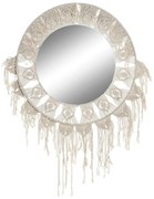 Τοίχο καθρέφτη DKD Home Decor Λευκό Boho Μακραμέ 75 x 2 x 75 cm