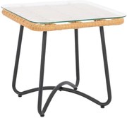 ΤΡΑΠΕΖΙ ΜΕΤΑΛΛΙΚΟ GERRY HM5717 ΜΕ WICKER ΜΠΕΖ 50x50x48,5 εκ.