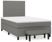 Κρεβάτι Boxspring με Στρώμα Σκούρο Γκρι 120x190 εκ Υφασμάτινο