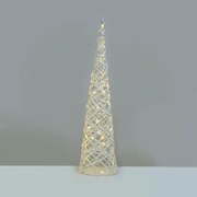 "WHITE &amp; SILVER CONE TREE" 40 MINI WW LED ΛΑΜΠ. ΜΠΑΤ. 3ΧΑΑ,IP20 Φ20.5X80CM ACA X11401118