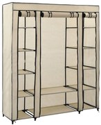 vidaXL Ντουλάπα με Ράφια / Σωλήνες Κρεμ 150x45x176 εκ. Υφασμάτινη