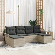 vidaXL 6 κομμάτια σετ καναπέ κήπου με μαξιλάρια ανοιχτού γκρι πολυ ρατάν