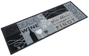 Χαλί Κουζίνας Πλενόμενο Γκρι Επιγραφή Wine 45x150 εκ. Βελούδο 4005599