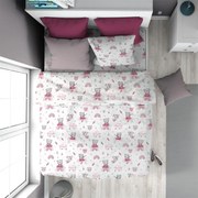 Παπλωματοθήκη Παιδική Βαμβακερή Μονή 160x240εκ. Cloudy Bear 582 White-Pink DimCol