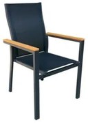 Bliumi  Πολυθρόνα Κήπου 056*059*092 BLIUMI BIANCA 5373G Αλουμίνιο-Polywood Μαύρο-Καρυδί BEST-1452198-54