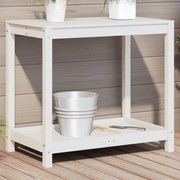 vidaXL Τραπέζι Κηπουρικής με Ράφι Λευκό 82,5x50x75εκ.Μασίφ Ξύλο Πεύκου