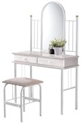 WOODWELL Ε8028,1FLORA SET Τουαλέτα με Καθρέπτη + Σκαμπό 2 Συρτάρια, Μέταλλο Βαφή Άσπρο, Ξύλο Άσπρο 90x37x148cm - Stool:40x34x47cm Ε8028,1