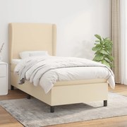 Κρεβάτι Boxspring με Στρώμα Κρεμ 100 x 200 εκ. Υφασμάτινο - Κρεμ