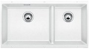 Blanco Subline-U 480/320-U White SILGRANIT™ PuraDur™ Γρανιτένιος Νεροχύτης Υποκαθήμενος με 2 Γούρνες 85,5x46 cm