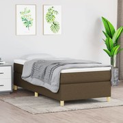 vidaXL Κρεβάτι Boxspring με Στρώμα Σκούρο Καφέ 90x200 εκ. Υφασμάτινο