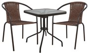 Σετ Κήπου Τραπεζαρία HM5179.02 3τεμ Μεταλλικό Καφέ με Τραπέζι 60x60x72 εκ. &amp; 2 Καρέκλες