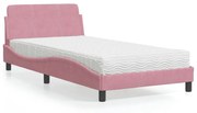 Κρεβάτι με Στρώμα Dover Ροζ 100x200 εκ. Βελούδινο