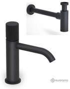 Eurorama Eletta Tecno Black Matt Χαμηλή Μπαταρία Νιπτήρα με Βαλβίδα Νιπτήρα clic-clac+ Σιφών