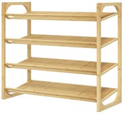 Ράφι παπουτσιών HOMCOM από μπαμπού, ύψος ραφιού 15,5 cm, αεριζόμενος σχεδιασμός με σανίδες, 76 x 33 x 67 cm, φυσική όψη ξύλου