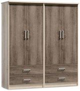 Nτουλάπα ρούχων τετράφυλλη Olympus pakoworld με 4 συρτάρια χρώμα castillo-toro 162x57x183εκ