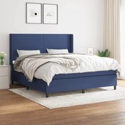 vidaXL Κρεβάτι Boxspring με Στρώμα Μπλε 180x200 εκ. Υφασμάτινο