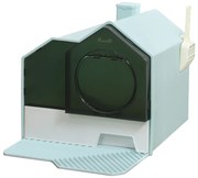 Άμμος γάτας PawHut, Σχεδιασμός καλύβας, 1 σουρωτήρι, 1 φτυάρι απορριμμάτων, αποσπώμενο δάπεδο, πράσινο + λευκό