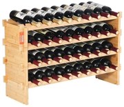 VEVOR 36 Bottle Stackable Modular Wine Rack Bamboo Wood Display Shelf 4-Tier