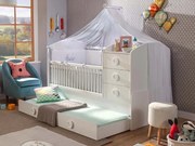 Βρεφική πολυμορφική κούνια BABY COTTON with Telescopic Rail  Λευκό χρώμα  CO-1015  80x180εκ.  Cilek