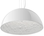 01152 GloboStar®  SERENIA 01152 Μοντέρνο Κρεμαστό Φωτιστικό Καμπάνα Μονόφωτο 1 x E27 IP20 Λευκό Γύψο - Μ40 x Π40 x Υ20cm