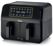 Διπλή φριτέζα θερμού αέρα Ariete DUAL 4623/00, 1700W, 8 l, 8 προγράμματα, 35-200C, Συγχρονισμός, Οθόνη αφής LCD, Μαύρο