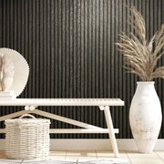 Noordwand Ταπετσαρία Botanica Wooden Slats Μαύρη και Γκρι - Γκρι