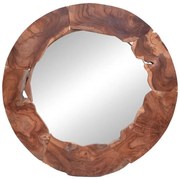 Καθρέπτης Crest Inart φυσικό μασίφ ξύλο teak Φ80x4εκ 80x4x80 εκ.