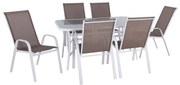 Set RIO Μέταλλο/Textilene Άσπρο/Μπεζ-Tortora-Sand-Capp Table:140x80x71 Armch:55x74x9