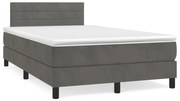 vidaXL Κρεβάτι Boxspring με Στρώμα Σκούρο Γκρι 120x190 εκ. Βελούδινο