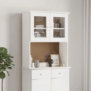 vidaXL Πάνω Ντουλάπι-Βιτρίνα ALTA Λευκό 77x30x92 εκ. Μασίφ Ξύλο Πεύκου