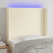 vidaXL Κεφαλάρι Κρεβατιού LED Κρεμ 103x16x118/128 εκ. Συνθετ. Δέρμα