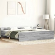 vidaXL Πλαίσιο Κρεβατιού με Κεφαλάρι/Υποπόδιο Γκρι Sonoma 160x200 εκ.