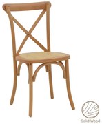 Chair Dylon stackable walnut beech wood-natural rattan seat 48x52x89cm 48x52x89 εκ.