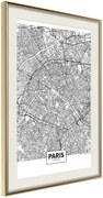 Αφίσα - City Map: Paris - 40x60 - Χρυσό - Με πασπαρτού