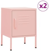 vidaXL Κομοδίνα 2 τεμ. Ροζ 35 x 35 x 51 εκ. Ατσάλινα