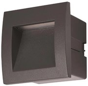 Χωνευτό Φωτιστικό LED 3W IP54 3000K Τετράγωνο Αλουμίνιο-Γυαλί Eurolamp-145-52501-Ανθρακί 145-52501