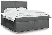 vidaXL Κρεβάτι Boxspring με Στρώμα Σκούρο Γκρι 180x200 εκ Υφασμάτιν