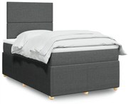 Κρεβάτι Boxspring με Στρώμα Σκούρο Γκρι 120x190 εκ Υφασμάτινο - Γκρι