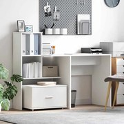 vidaXL Γραφείο με ράφι Λευκό 131.5 x 50 x 106.5 εκ. Επεξεργασμένο ξύλο