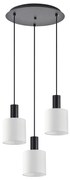 SE21-BL-4-3BL-SH1 ADEPT TUBE Black Pendant White Fabric Shade+ HOMELIGHTING 77-8509